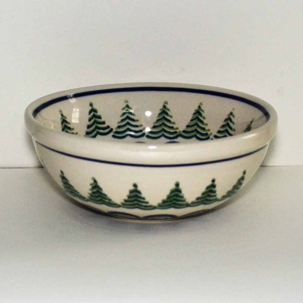 Bolesławiec Bowl Pine Tree Pattern Winter Cottagecore Dining Serveware Decor - Picture 2 of 6